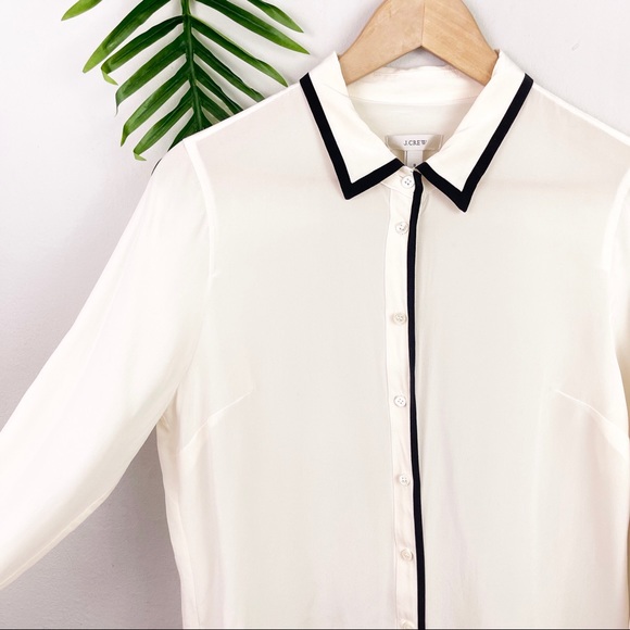 J. Crew Silk Tipped Boy Shirt with Black Piping 8 - Picture 6 of 13
